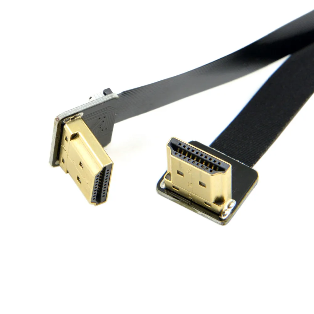 

FPV Dual Up Angled 90 Degree HDMI-compatible Type A Male to Male HDTV FPC Flat Cable for Multicopter Aerial Photography 5cm-80cm