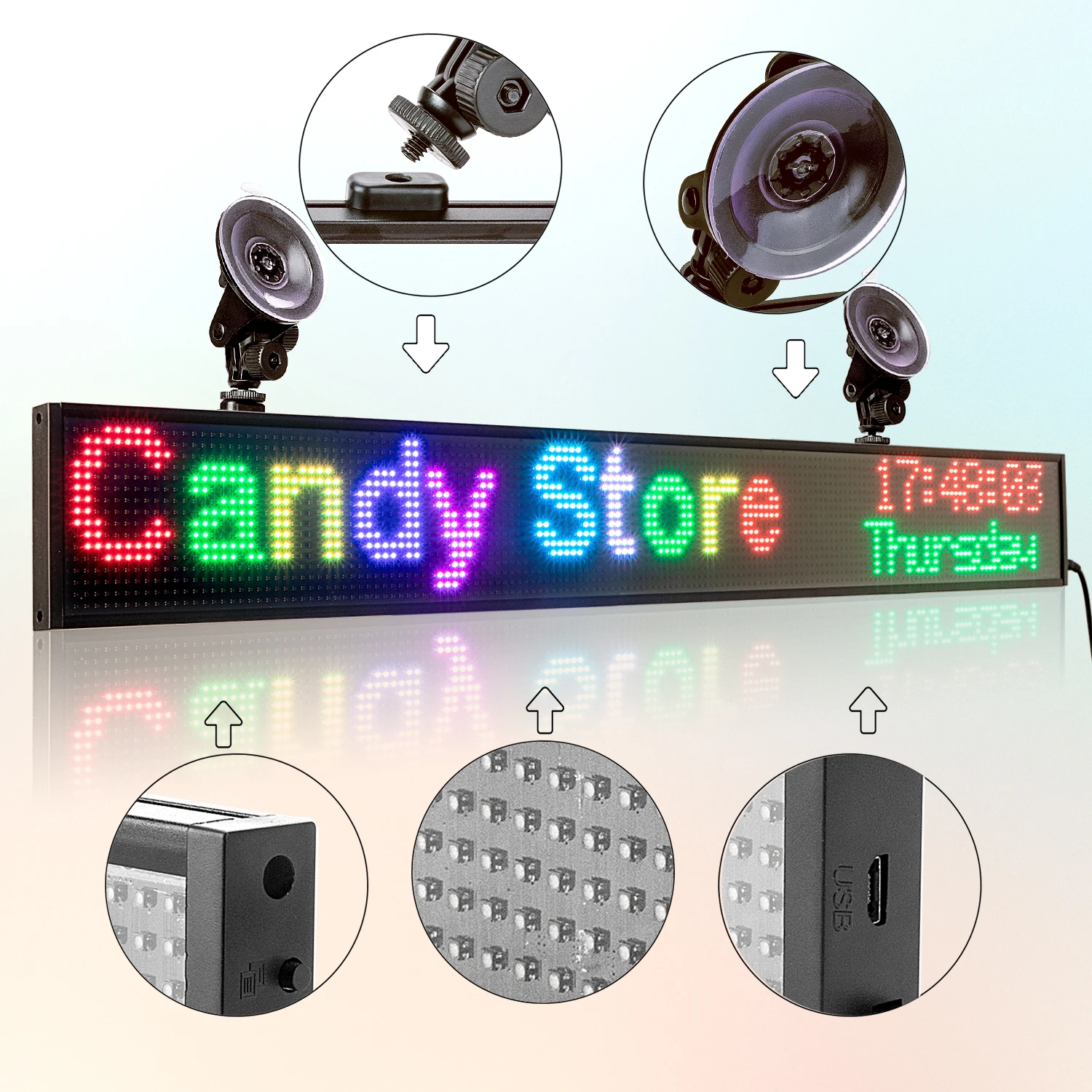 12V 82 см Автомобильный светодиодный Дисплей знак P5 Wi-Fi RGB полный Цвет