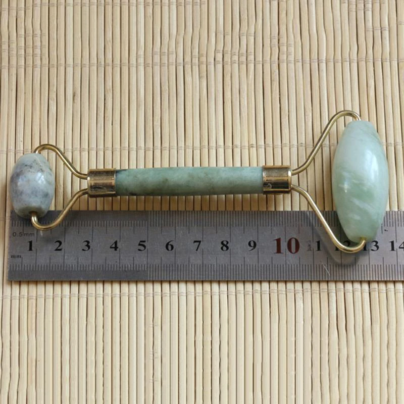 Нефритовый ролик для массажа лица с двойными головками шеи похудения