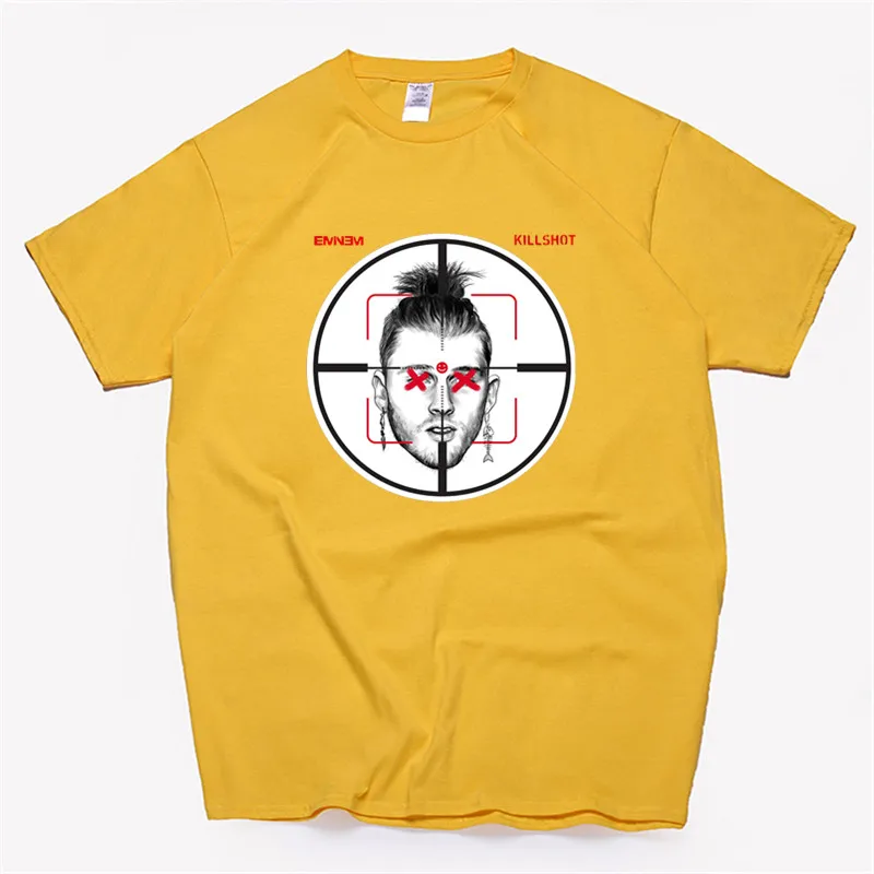 T126A-yellow Мужские черные хлопковые футболки в стиле "Эминем пулемет Келли Дисс трек киллшот", Забавные футболки унисекс в стиле "хип-хоп", Женская хлопковая одежда - Цвет: T126A-yellow