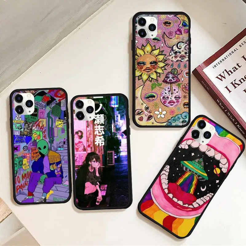 

Indie Aesthetic Phone Case Rubber For iphone 12 11 Pro Max Mini XS Max 8 7 6 6S Plus X 5S SE 2020 XR cover