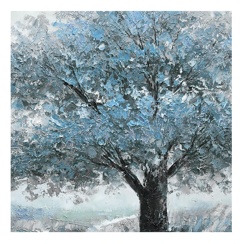 

Handpainted Landscape Oil Canvas Painting Modern Abstract Blue Trees Nordic Poster Wall Art Picture For Home Living Room Decor