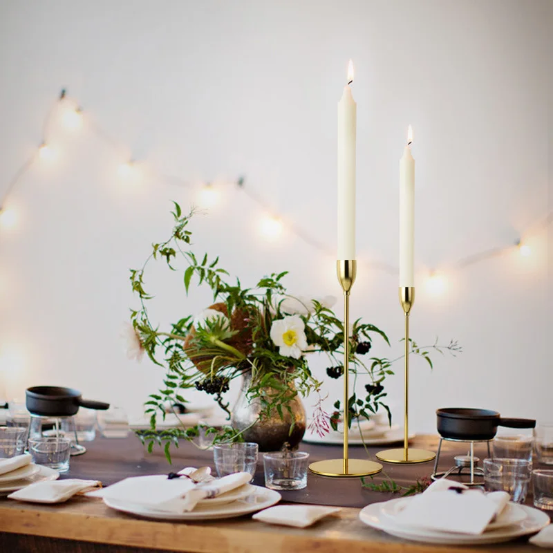 romantic nordic metal candlestick gold candle holders wedding decoration bar party home decor candlestick candlelight dinner free global shipping