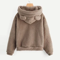 fluffy hoodies women kawaii sweatshirt cute bear ear hooded autumn winter warm pullover long sleeve outwear fleece coat moletom