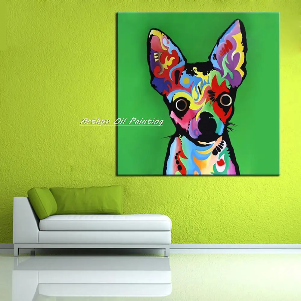 Arthyx Ручная роспись Абстрактная милая собака животные картина маслом на холсте