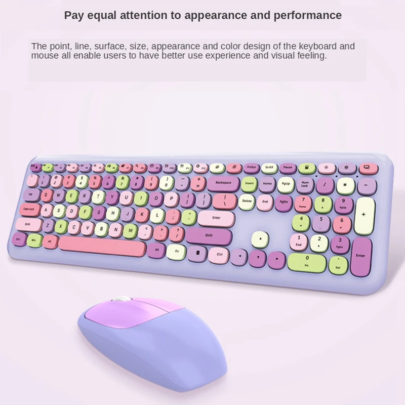 

Keyboard and Mouse Wireless Color Lipstick Round Hat Keyboard 110 Keys for Windows XP / Win7 / Win8 / Win10