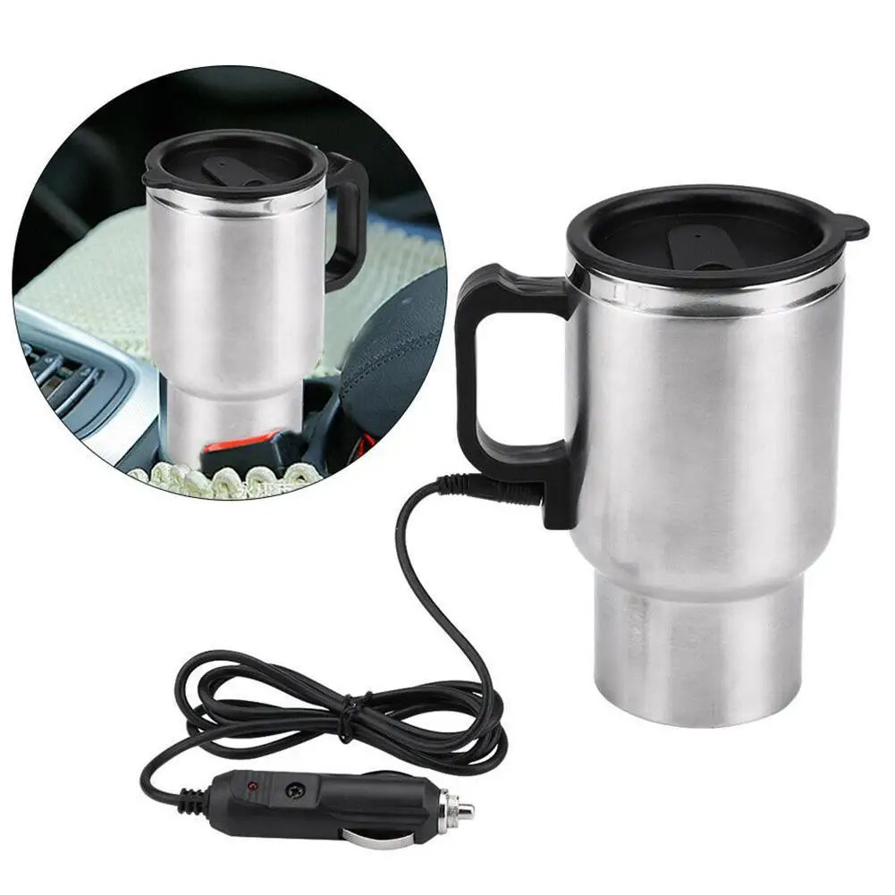 

500ML 12V Car Vehicle Heating Stainless Steel Water Cup Kettle Coffee Heated Mug