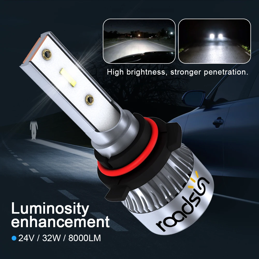 Светодиодный фонарь roadsun H4 H7 H8 H9 H11 CSP Chips 9005 9006 72 Вт 12000LM Mini Size светодиодный