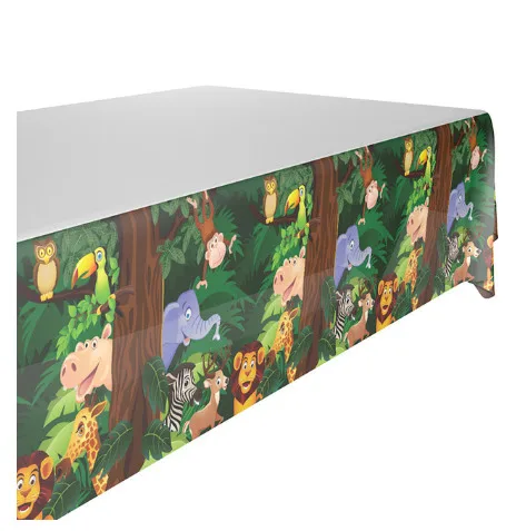 Милые животные джунглей вечерние тарелки салфетки чашки Лев партия Флаг посуда