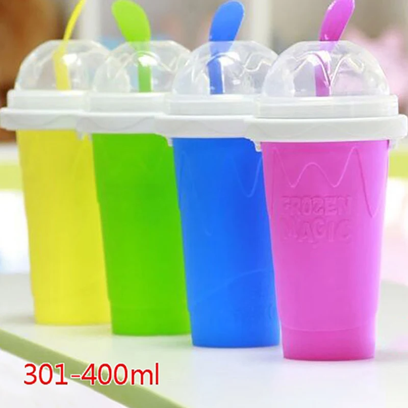 

350ml Quick-frozen Smoothies Cup Eco-friendly Double Layer Silicone Slushy Ice Cream Maker Squeeze Slush Cooling Cup for Home