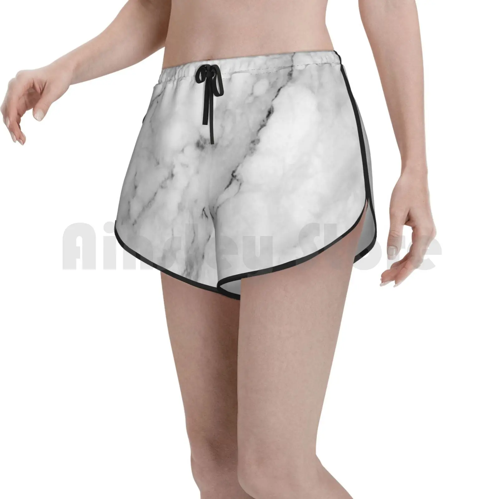 

Шорты для плавания женские с мраморным рисунком, пляжные с абстрактным рисунком под мрамор, жидкие чернила, акварельные волнистые, белый мр...