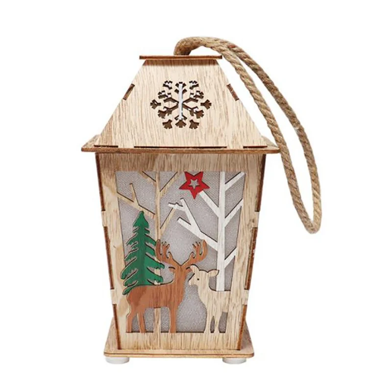 

Декоративный креативный деревянный подвесной фонарь для рождественской елки, Миниатюрный Нежный красивый орнамент, товары для домашнего д...