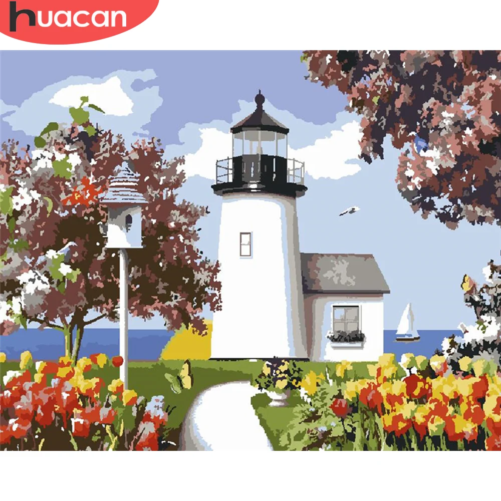 

HUACAN живопись по номеру башня DIY картины по номерам наборы пейзажей ручная роспись картины художественный Рисунок на холсте домашний декор