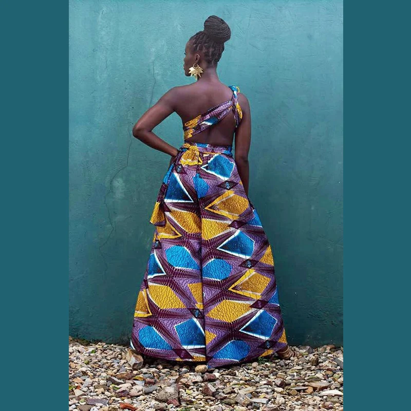 Сексуальный длинный комбинезон с широкими штанинами Женский Африканский наряд