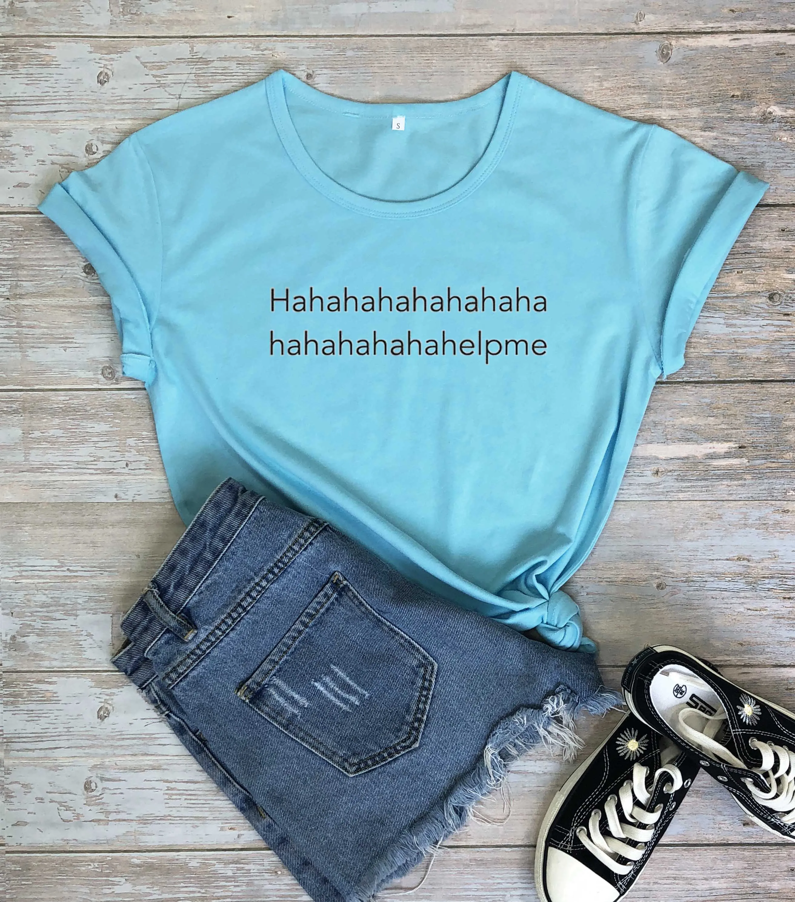 Хахаха помогите мне депрессии Футболка 100% хлопок Унисекс Женские tumblr уличный