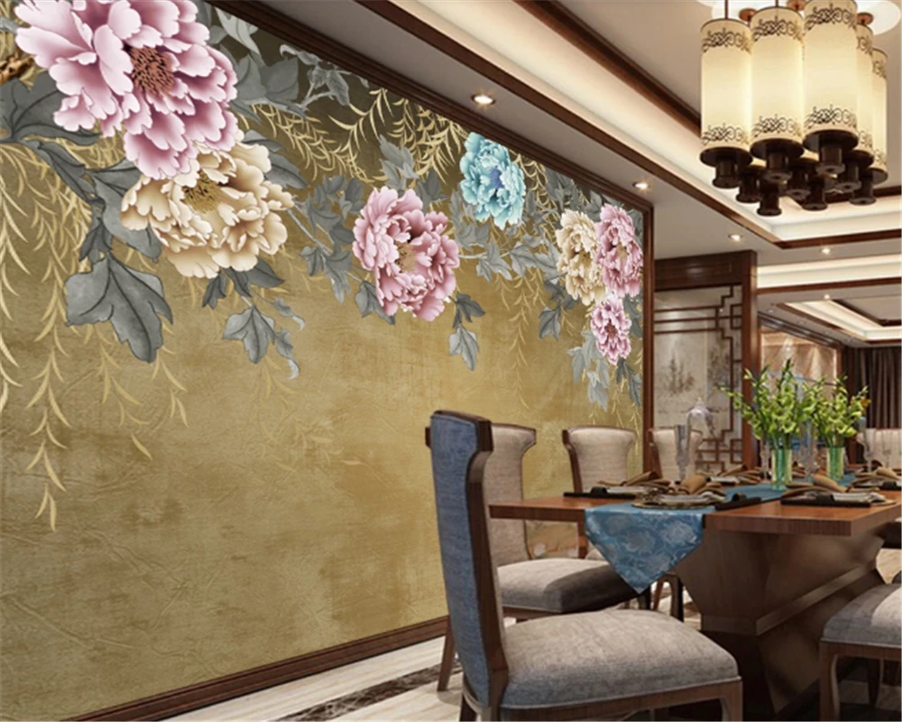 

beibehang behang Custom photo wallpaper 3D Chinese hand-painted HD classical peony rich bedroom background wall mural wallpaper