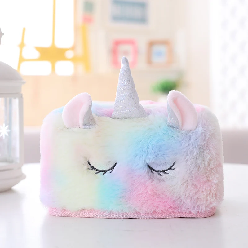 Милый Единорог Мягкий Плюшевый тканевый мешок пушистая салфетка Contanier Радуга