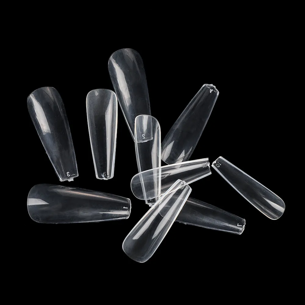 100Pcs/Box UV Gel Full Cover Acrylic Clear White Natural False Nail Ballerina Coffin Fake Nails DIY Manicure Tips Beauty Tools | Красота и