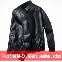 size 6xl 7xl 8xl men leather jackets male zipper pu motorcycle bike outwear casual slim leather jacket leisure clothing for man