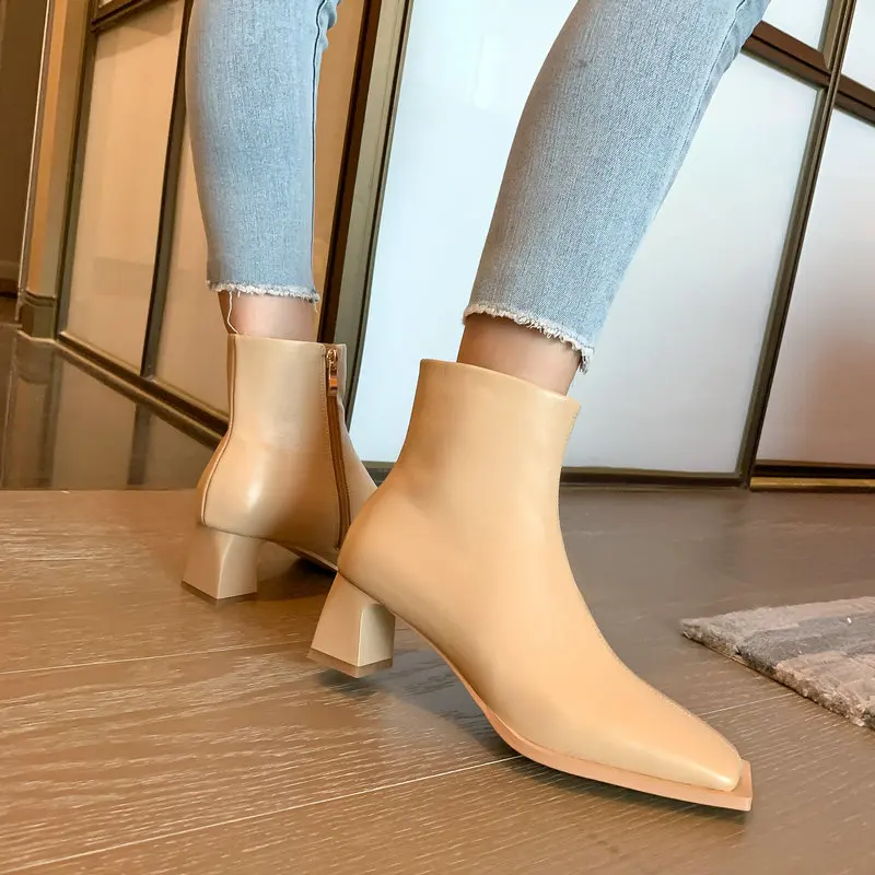 

2020 Autumn Winter dress Shoes For Women Genuine Leather Ankle Boots For Women Working Office Lady Chelsea Boots Women