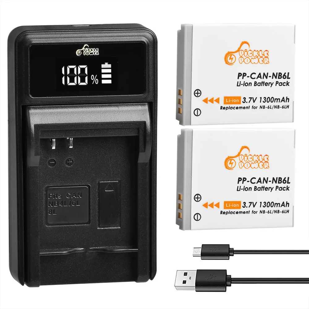 

NB-6L NB-6LH Batteries and LED Battery Charger for Canon PowerShot D10 D20 D30 S95 SX260 SX280 SX540 SX700 SX710 HS Camera