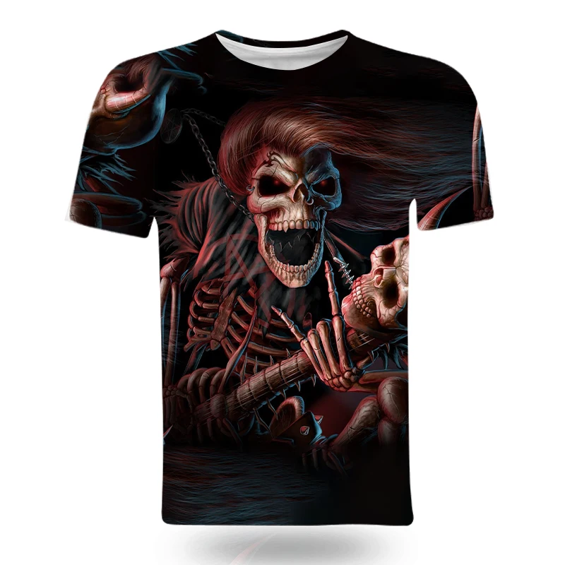 

Мужская модная 3D Рубашка Grim Reaper, футболка в рок-стиле с круглым вырезом, летний топ для мальчиков, искусственная уличная одежда