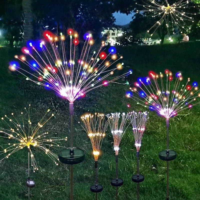 

90/120/150LED Solar Fireworks Light Waterproof Dandelion Solar Outdoor Fairy Light for Garden Lawn Landscape Holiday Night Light