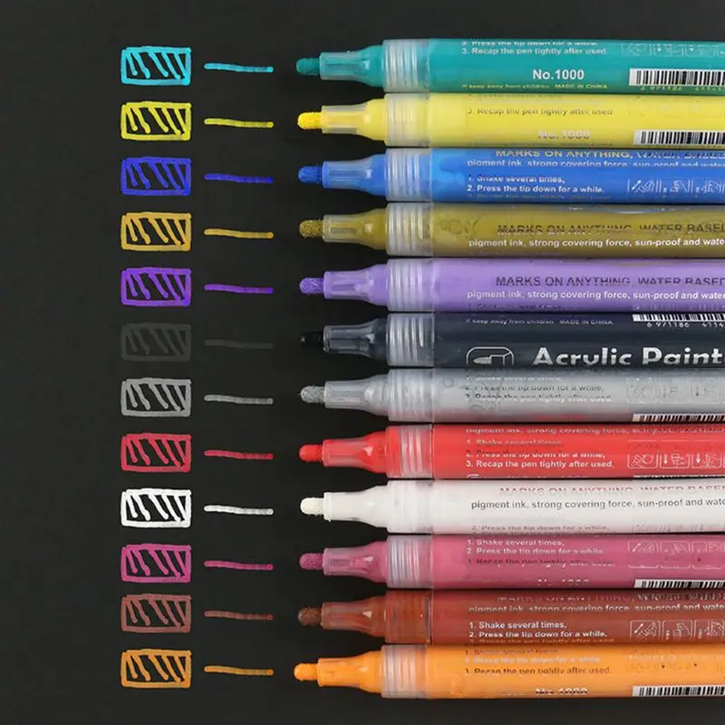 

4/8/12/15/24/36 Colors Acrylic Paint Marker Pen Detailed Marking Pen for DIY Album Glass Ceramic Rock