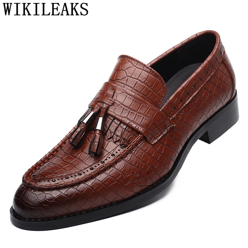 

Crocodile Shoes Mens Dress Shoes Loafers Oxford Shoes For Men Fashion Italian Sepatu Slip On Pria Chaussure Homme Mariage