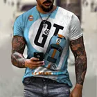 Мужская Летняя свободная футболка с круглым вырезом и короткими рукавами, Повседневная футболка с принтом и длинными рукавами, Топ 2021