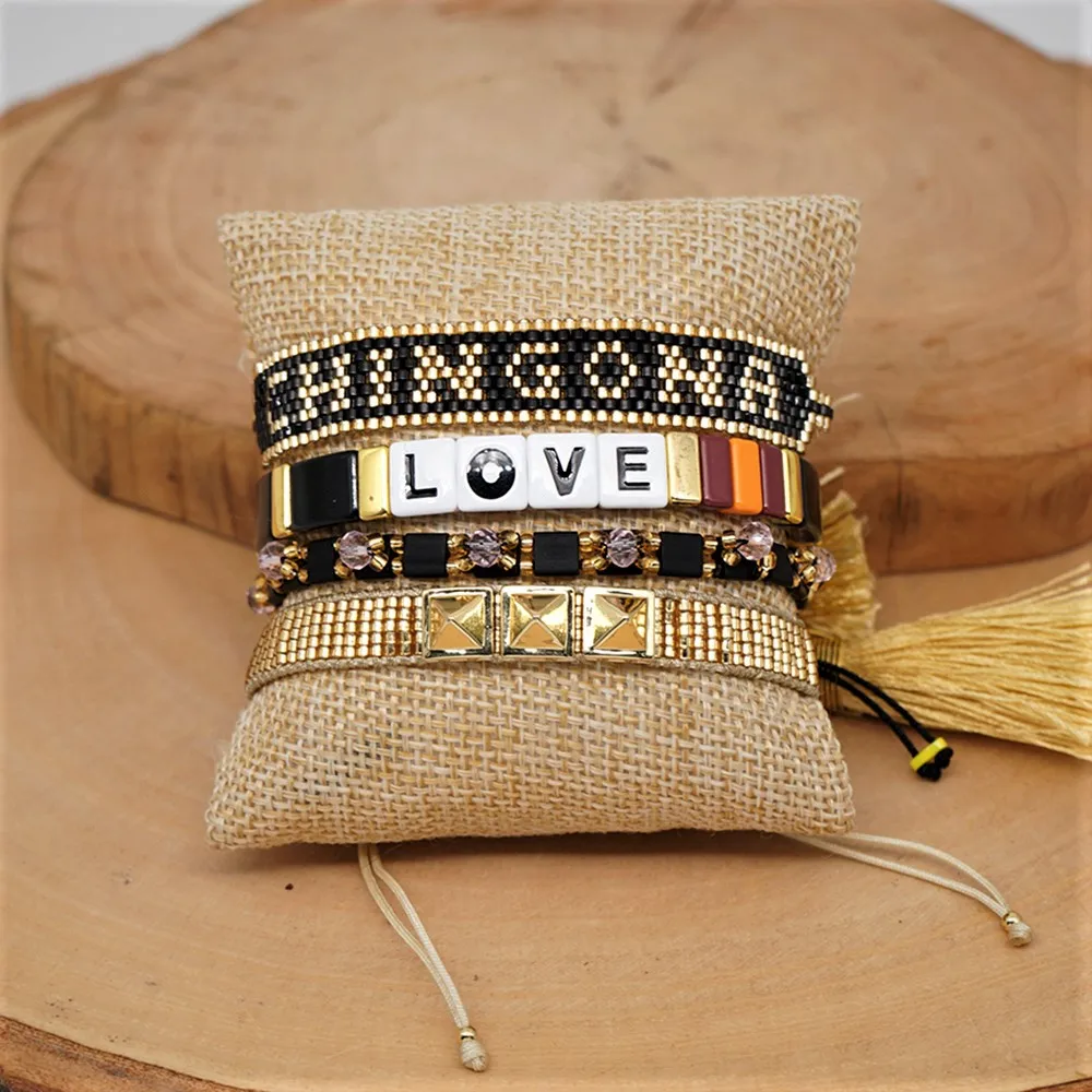 Go2boho MIYUKI Tila бусины браслет эмаль плитка браслет с надписью «Love» ювелирные изделия CHINGONA-браслеты power Bileklik Для женщин - Окраска металла: MI-S190233