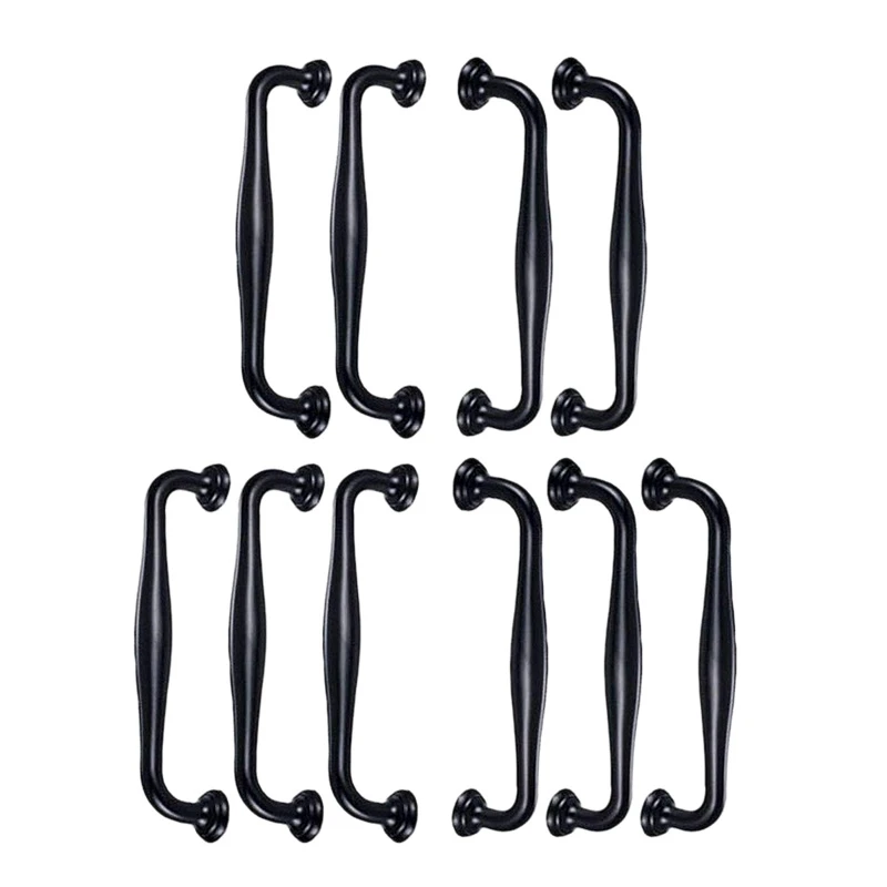 

10Pcs Black Kitchen Cabinet Door Handles Drawer Bedroom Pull Center Distance128mm