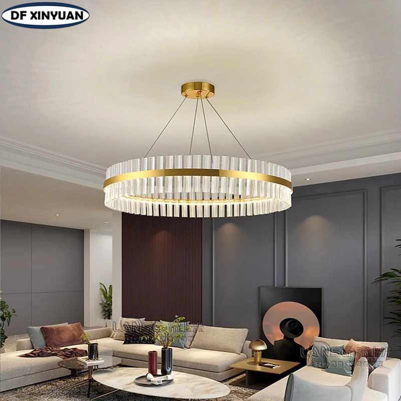 

Modern light luxury golden ceiling chandelier LED crystal lamp villa living room bedroom restaurant cafe hotel decoration lamp