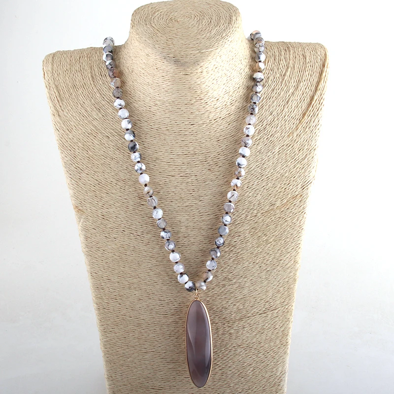 Модные ювелирные изделия камни узелковый камень подвеска ожерелья для женщин