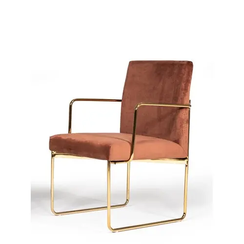 

European Style brown Chair PU leather Electroplated stainless steel legs Green Modern Living Room bow-shaped dining chair
