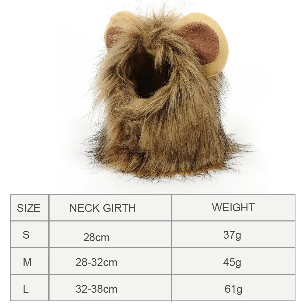 

Adjustable Pet Hat For Dogs Cats Emulation Lion Hair Mane Ears Head Cap Scarf Pet Christmas Halloween Party Festival Costume