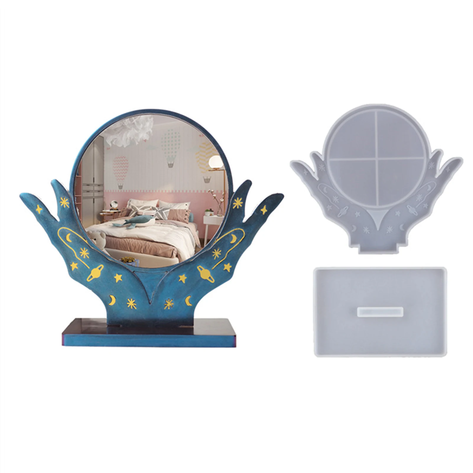 

Круглая силиконовая форма для макияжа, «сделай сам», прозрачная смола, эпоксидная смола, настольное зеркало, силиконовая форма для смолы