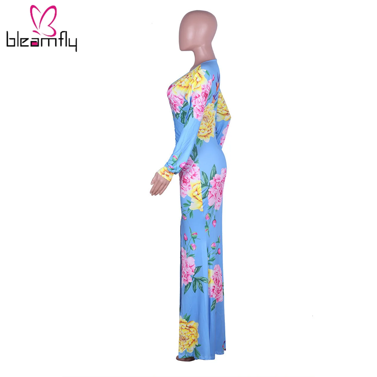 2019 женское осеннее платье с глубоким v образным вырезом и высоким разрезом