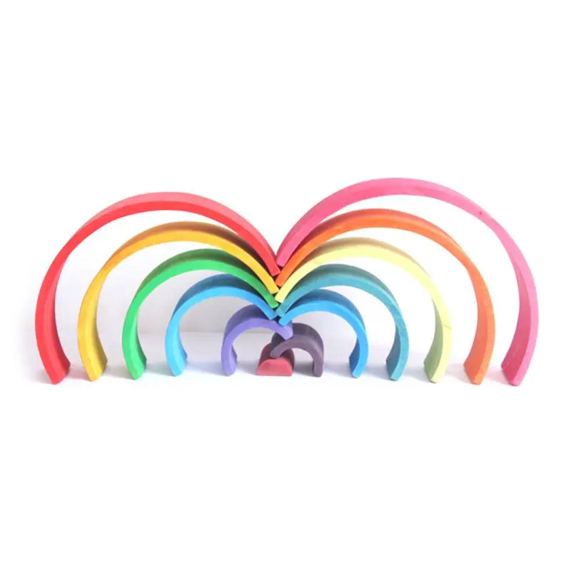 

Large 12-Piece Rainbow Stacker - Wooden Nesting Puzzle/Creative Building Blocks 77HD