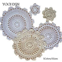 5size hot cotton lace table place mat cloth crochet placemat tea coffee round pad dining coaster cup mug wedding doily kitchen