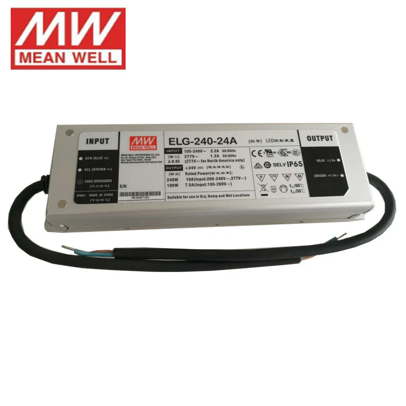 MEAN WELL ELG-240 240 Вт Светодиодный источник питания 110 В/220В переменного тока до 24 В 36 в 42 в 48 В 54в постоянного тока водонепроницаемый IP65 Meanwell регулируемый светодиодный драйвер PFC
