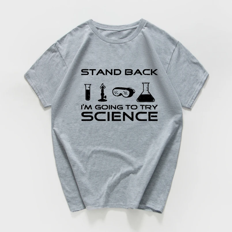 Stand back i am'm to try science забавная Футболка мужская хип-хоп хипстерская уличная футболка homme мужская одежда harajuku Топ
