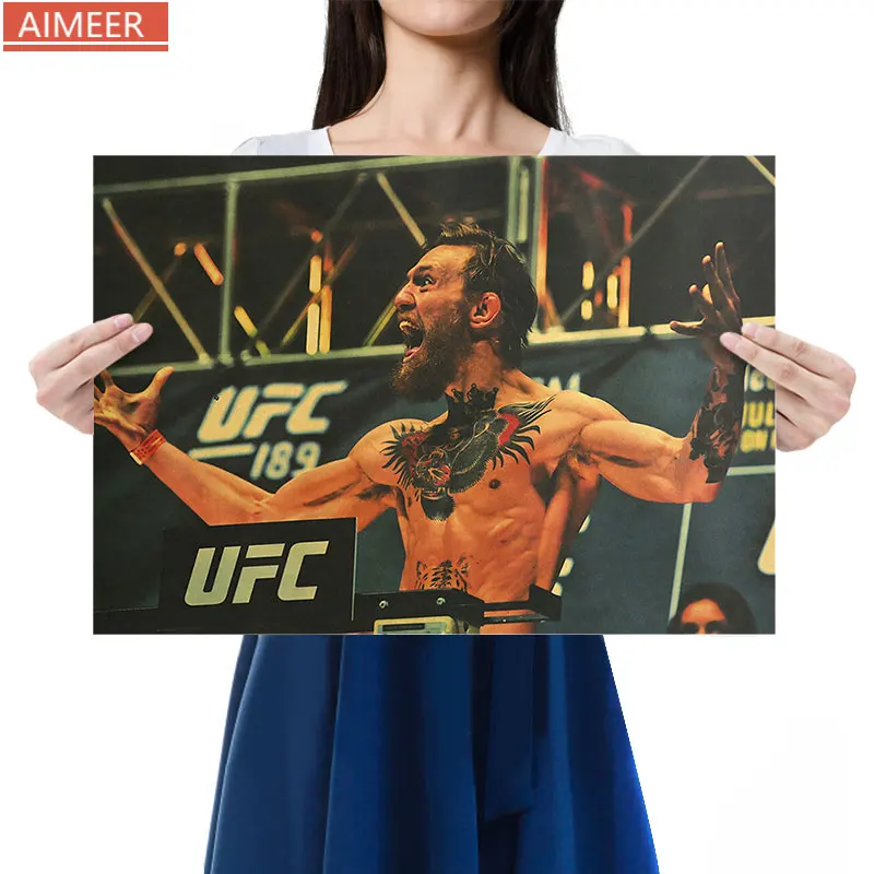 Мощный Известный боксер рот пистолет McGregor крафт бумага Ретро плакат