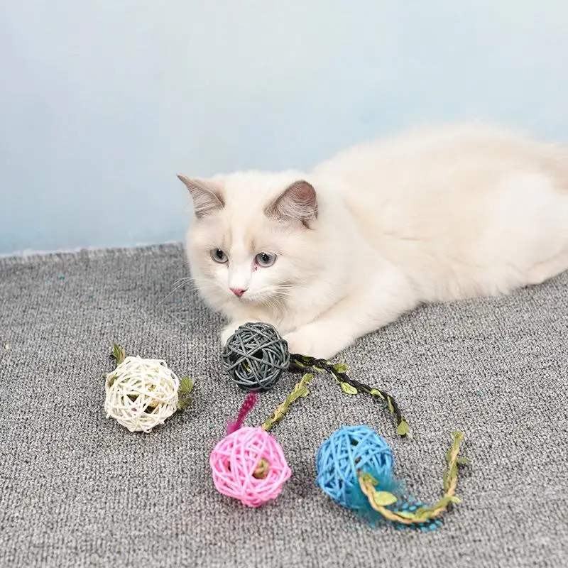 Игрушка для кошек из ротанга колокольчик против укусов мячик кошачья