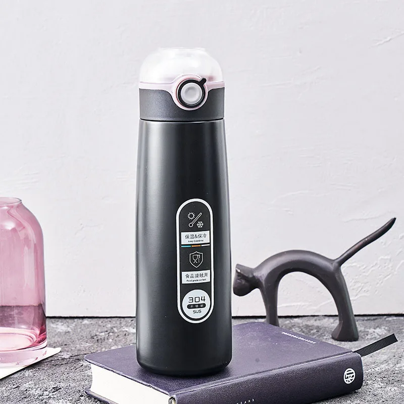 Термос с крышкой на кнопке 400 мл портативный термос из нержавеющей стали