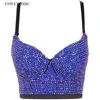 sparkly bustier bra plus size high quality hand made diamond beading womens sexy bustier bra cropped sling top vest bra bling