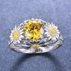 Ювелирные изделия, желтая Маргаритка, инкрустированное Цирконом кольцо, женское простое и свежее обручальное кольцо для женщин, ювелирные изделия