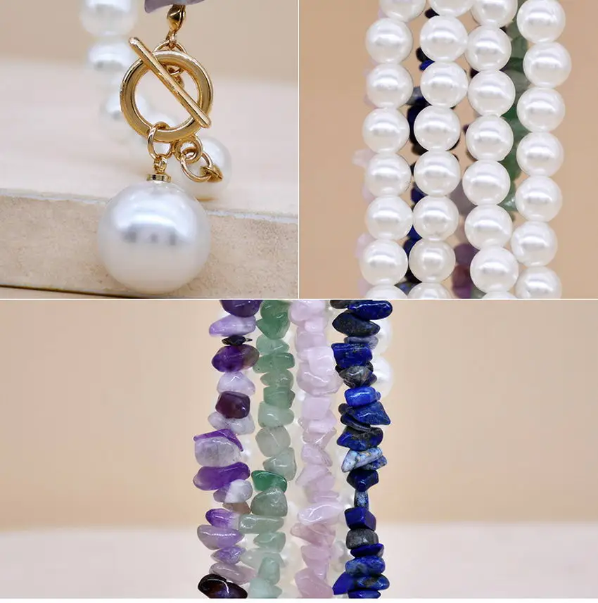 Женское ожерелье с полуперламутровыми круглыми жемчужинами | Украшения и