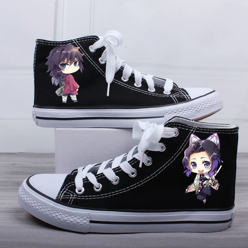

Anime shoes kawaii shoes for women anime cosplay Canvas shoes Casual High Shoes black Breathable Couple Flat Shoes Men Sneakers