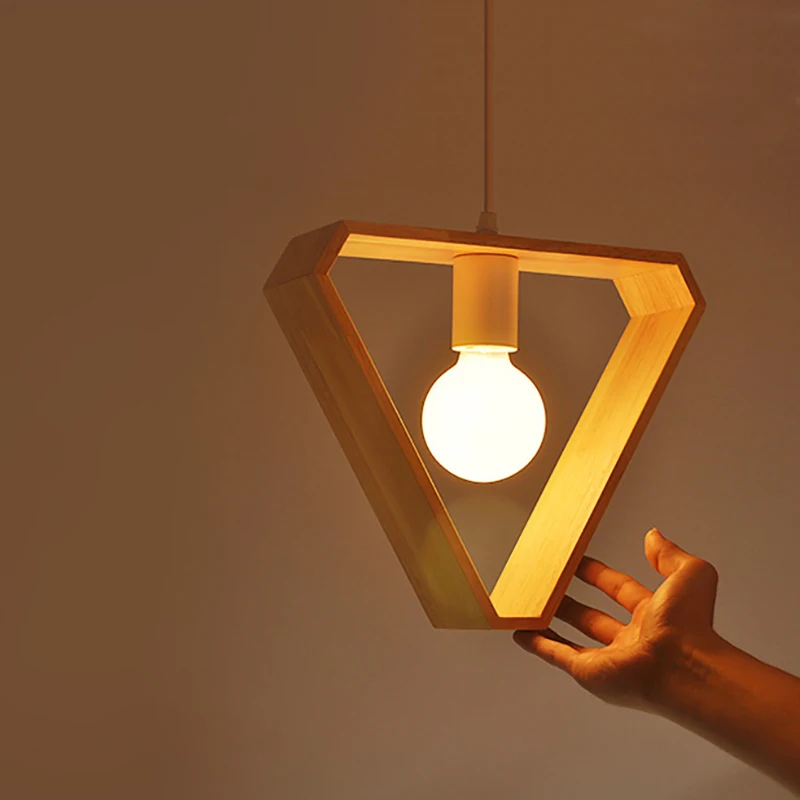 Современный светодиодный геометрический деревянный подвесной светильник